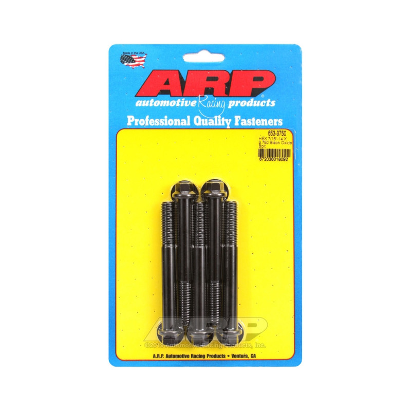 Set de șuruburi și piulițe universale ARP 7/16-14 – Șuruburi hexagonale cu finisaj negru oxidat, x5 - ARP-653-3750 - 653-3750 - 3666618194905